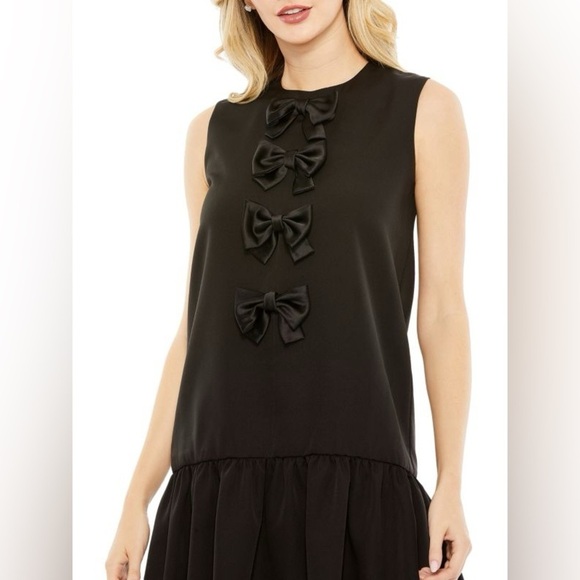 Mac Duggal Ieena 27032 Bow Drop Waist Mini Dress Black Size 8 - Picture 3 of 8